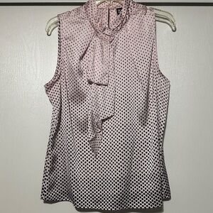 7th avenue Elegant Sleeveless Polka Dot Blouse - Light Pink Large